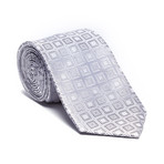 Silk Tie // Grey Square + Quatrefoil Pattern