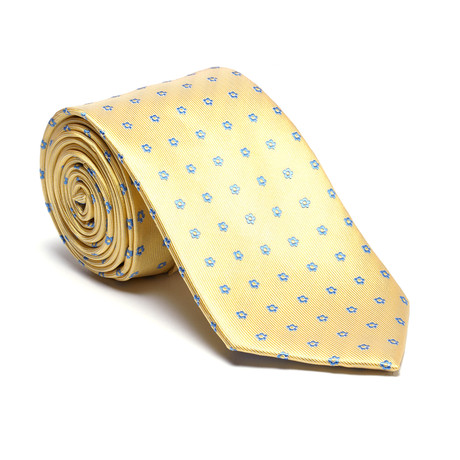 Silk Tie // Yellow + Light Blue Micro Floral