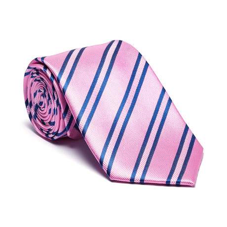 Silk Tie // Pink + True Blue Shadow Stripe