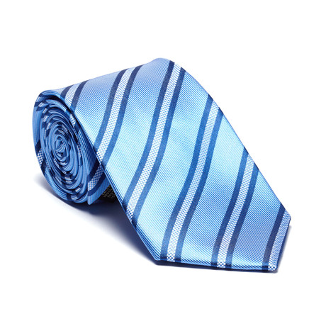 Silk Tie // Light Blue + True Blue Shadow Stripe