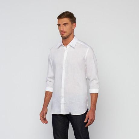 Linen Button Up Dress Shirt // White (S)
