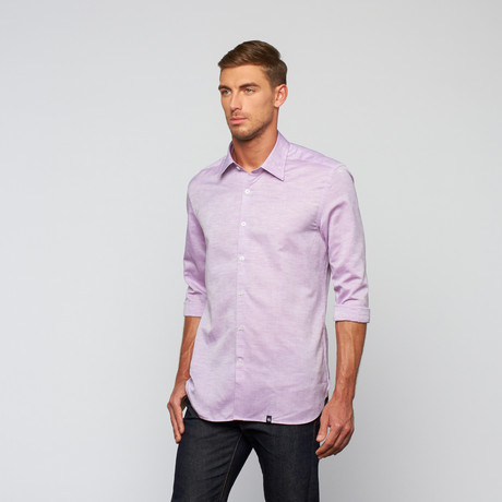 Linen Button Up Dress Shirt // Purple (S)