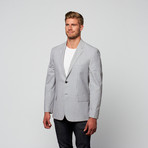 Cotton Modern Fit Blazer // Grey + Black Stripe (XL)