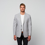 Cotton Modern Fit Blazer // Grey + Black Stripe (XL)