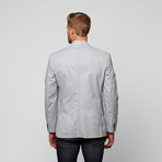 Cotton Modern Fit Blazer // Grey + Black Stripe (XL)