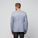 Mattarazi Uomo // Cotton Modern Fit Blazer // Blue + White Microcheck (2XL)