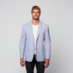 Cotton Modern Fit Blazer // Blue + White Stripes (L)