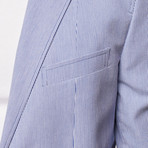 Cotton Modern Fit Blazer // Blue + White Stripes (L)
