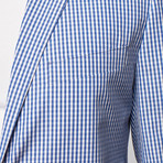 Mattarazi Uomo // Cotton Modern Fit Blazer // Blue + White Check (XL)