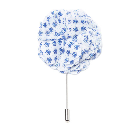 Lapel Pin // White + Blue Floral