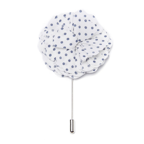 Lapel Pin // White + Blue Polka Dot