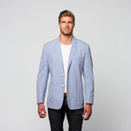 Mattarazi Uomo // Cotton Modern Fit Blazer // Blue + White Check (XL)
