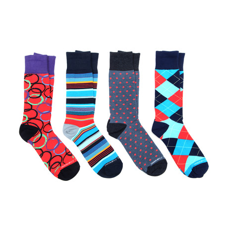 Red Mix Mid-Calf Sock // 4 Pack