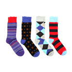 Mid-Calf Socks // Purple + Aqua Mix // Pack of 4