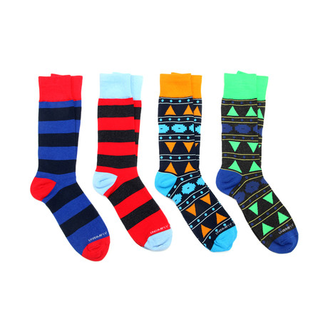 Dress Socks // Thick Stripe // 4 Pack
