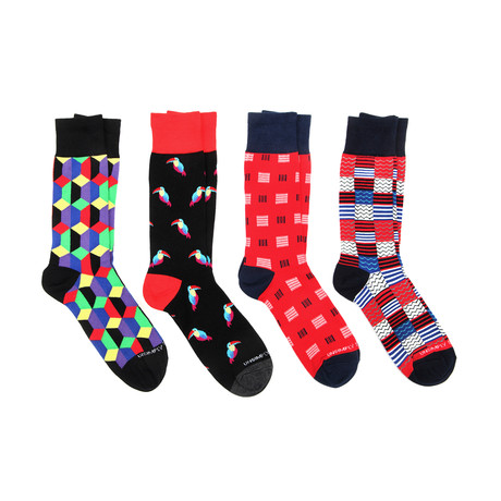 Dress Socks // Red + Toucans // 4 Pack