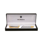 18K White + Yellow Gold Two Tone Crystal Rollerball Pen