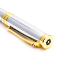 18K White + Yellow Gold Two Tone Crystal Rollerball Pen