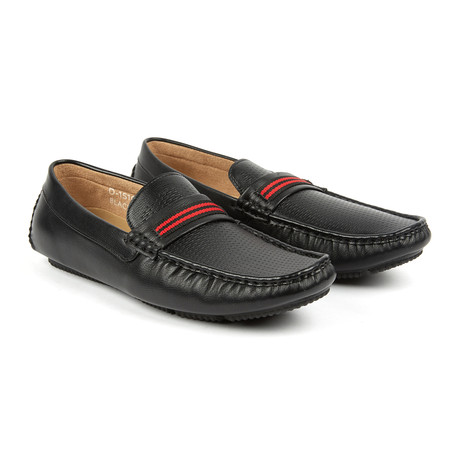 Ribboned Driver Shoe // Black + Red (US: 7)