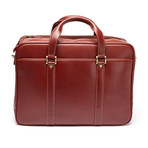 Joseph Daniel // Napa Leather Dual Compartment Briefcase // Rich Cognac