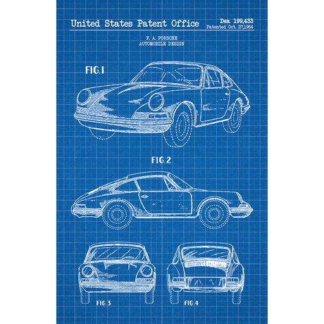 Porsche Classic // F.A. Porsche // 1964 (Blue Grid // White Ink)