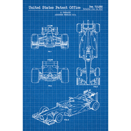 Ferrari F1 Race Car // N. Tomazis // 2013 (Blue Grid // White Ink)