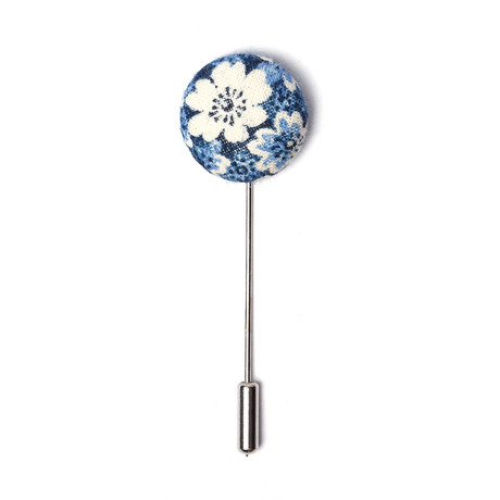Hero Lapel Pin // Blue + White Floral