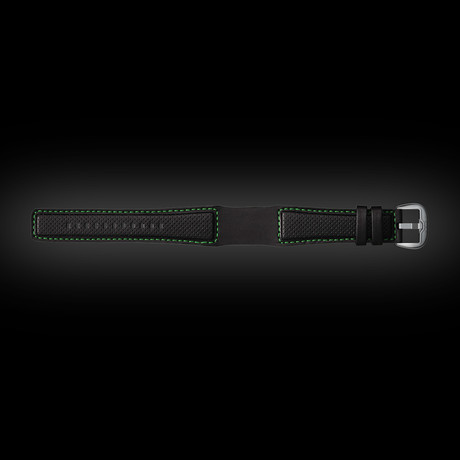 Perforated Leather Strap (Green Stitching)