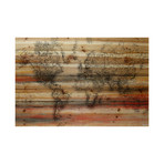 Maailma Print on Natural Pine Wood (40"H x 60"W x 1.5"D)