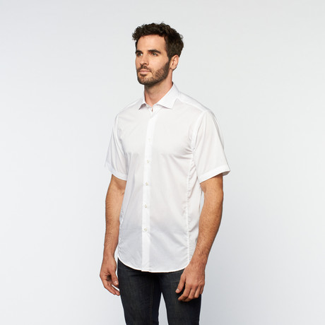 Brio Milano // Button Up Short-Sleeve Shirt // White (S)