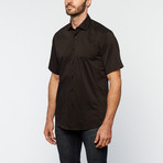 Brio Milano // Button Up Short-Sleeve Shirt // Black (L)