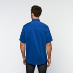 Brio Milano // Button Up Short-Sleeve Shirt // Royal Blue (L)
