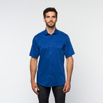 Brio Milano // Button Up Short-Sleeve Shirt // Royal Blue (M)