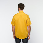Brio Milano // Button Up Short-Sleeve Shirt // Golden Yellow (2XL)