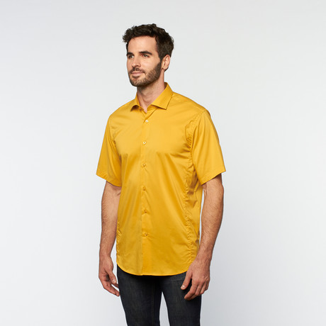 Brio Milano // Button Up Short-Sleeve Shirt // Golden Yellow (S)