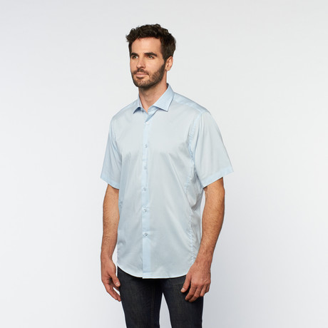 Brio Milano // Button Up Short-Sleeve Shirt // Light Blue (S)
