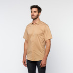 Brio Milano // Button Up Short-Sleeve Shirt // Khaki (L)
