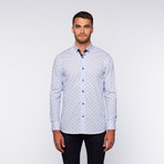 Ungaro // Button Up Dress Shirt // Light Blue Shadow Dot + Micro Stripe (S)