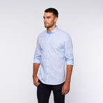 Ungaro // Button Up Dress Shirt // Blue Dot + Stripe (M)