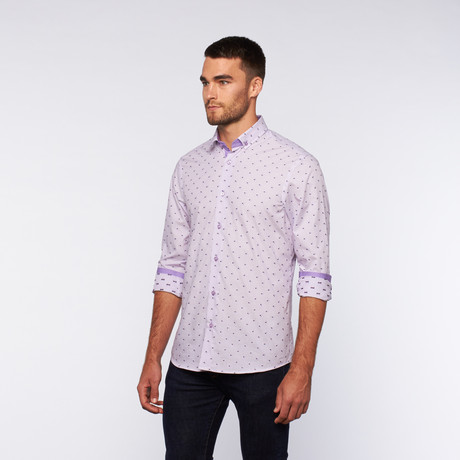 Ungaro // Button Up Dress Shirt // Lavender Shadow Dot + Micro Stripe (S)