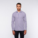 Ungaro // Button Up Dress Shirt // Navy + Purple Stripe (S)