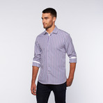 Ungaro // Button Up Dress Shirt // Navy + Purple Stripe (L)