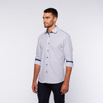 Button-Up Shirt // Blue + Black Grid (L)