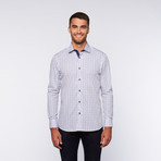 Button-Up Shirt // Blue + Black Grid (S)