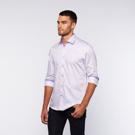Button-Up Shirt // Purple Stripe (S)