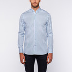 Button-Down Shirt // Light Blue + Green Stripe (XL)