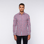 Ungaro // Button Up Dress Shirt // Red + Navy Thick Plaid (S)