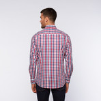 Ungaro // Button Up Dress Shirt // Red + Navy Thick Plaid (M)