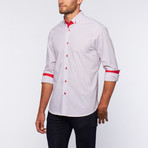 Ungaro // Button-Down Shirt // Red + Navy Stripe (XL)