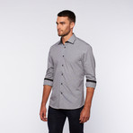 Ungaro // Button Up Dress Shirt // Black Micro Grid + Dot (L)